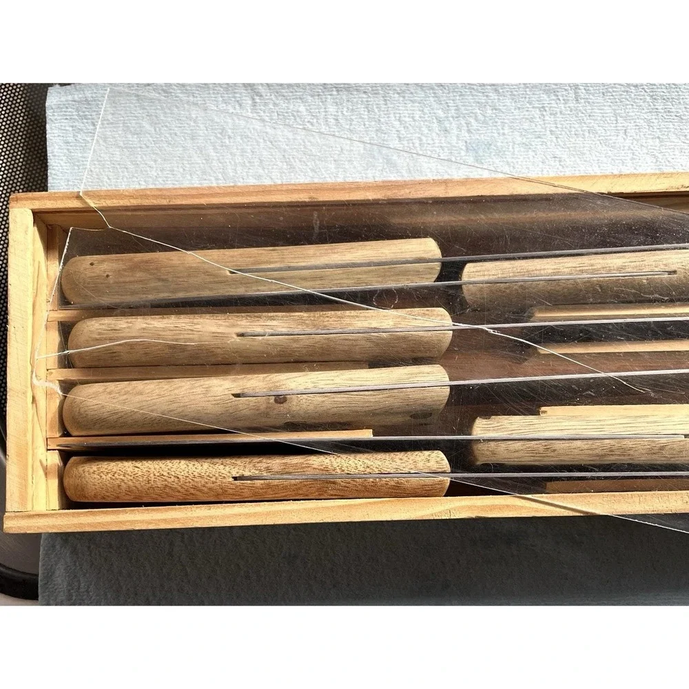 Casselman Steak Knives Set Napa Auto Parts 6 Piece Large Wooden Handle Knife